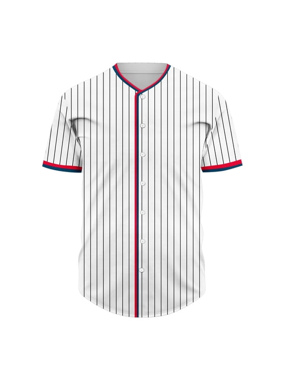 Men Striped Button Down Baseball Jersey Short Sleeve Shirt Wine XXXXL Big & Tall Gifts for Father