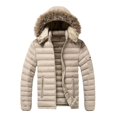 thumbnail image 1 of Ceisia Men Thick Fleece Lined Warm Winter Puffer Coat With Hood Casual Outerwear Khaki M Gift, 1 of 4