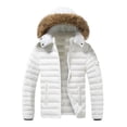 thumbnail image 1 of Ceisia Men Thick Fleece Lined Warm Winter Puffer Coat With Hood Casual Outerwear White L Gift, 1 of 4