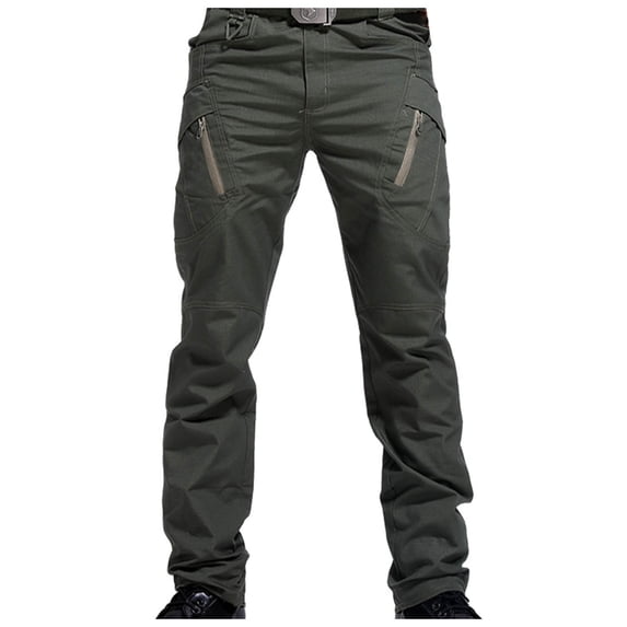 Ceisia Men Waterproof Tactical Hiking Pants Multi Zipper Pocket Outdoor Sports Cargo Long Pants (Green XXXL) Father's Day Gift