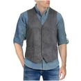 thumbnail image 1 of Ceisia Men Western Suede Texture Vest Sleeveless V Neck Button Front Casual Waistcoat Gray M Gift, 1 of 6