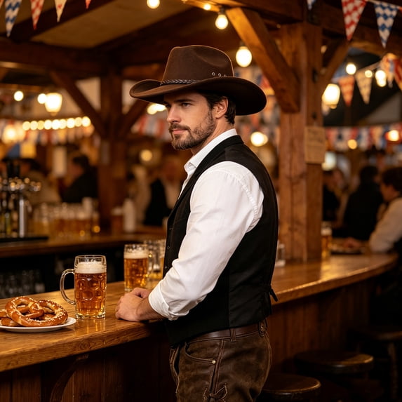 Ceisia Men Wide Brim Cowboy Hat Solid Color Braided Band Decor Western Style Hat For Outdoor Party Travel Daily Wear Gift