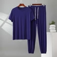 thumbnail image 1 of Ceisia Men's 2 Piece Modal Cotton Lounge Set Short Sleeve Crew Neck Top with Drawstring Jogger Pants Casual Sweatsuit Gifts for Father, 1 of 5
