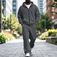 thumbnail image 1 of Ceisia Men's 2 Piece Tracksuit Full Zip Hooded Jacket And Elastic Waist Cargo Pocket Jogger Pants Casual Sweatsuit Set Gift, 1 of 9