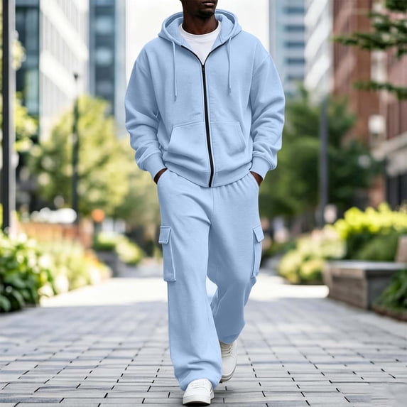 Ceisia Men's 2 Piece Tracksuit Full Zip Hooded Jacket And Elastic Waist Cargo Pocket Jogger Pants Casual Sweatsuit Set Gift