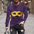 thumbnail image 1 of Ceisia Men's All-Over Mardi Gras Print T-Shirt | Slim Long-Sleeve Crewneck Winter Festive Top Gift, 1 of 5