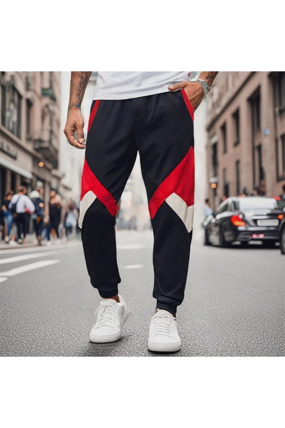 Men's All-Season Jogger Pants - Solid Color Gift Elastic Waist Sport Pocket Ankle Binding Casual Trousers
