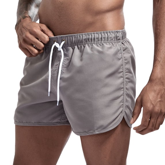 Ceisia Men's Athletic Beach Shorts Straight Leg Pockets Elastic Waist Casual Sport Swim Trunks Summer Pants Gray L Gifts for Father
