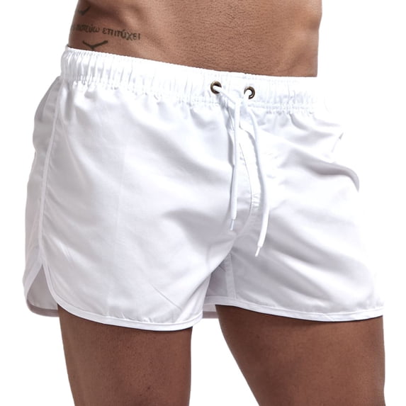 Ceisia Men's Athletic Beach Shorts Straight Leg Pockets Elastic Waist Casual Sport Swim Trunks Summer Pants White L Gifts for Father