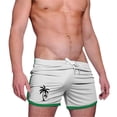 thumbnail image 1 of Ceisia Men's Athletic Running Shorts Breathable Gym Fitness Training Shorts Palm Tree Print Lightweight 3 Inch Inseam Quick Dry Bottoms White XXL Gifts for Father, 1 of 3