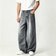 thumbnail image 1 of Ceisia Men's Baggy Wide-Leg Jeans with Washed and Faded Detail Yellow L Gifts for Father, 1 of 9