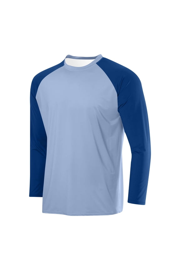 Men's Basic Solid Long Sleeve Raglan Baseball Tee Mesh Fabric Breathable Crewneck Athletic Sport Training Top Quick Dry Comfortable Gifts for Father
