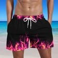 thumbnail image 1 of Ceisia Men's Big & Tall Flame Print Drawstring Beach Shorts with Pockets Elastic Waist Quick Dry Casual Summer Swim Trunks Surf Board Bottoms 5 Inch Inseam Pink XXXXL Gifts for Father, 1 of 5