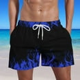 thumbnail image 1 of Ceisia Men's Big & Tall Flame Print Drawstring Beach Shorts with Pockets Elastic Waist Quick Dry Casual Summer Swim Trunks Surf Board Bottoms 5 Inch Inseam Blue XXXL Gifts for Father, 1 of 4