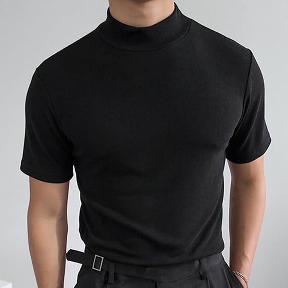 Ceisia Men's Big & Tall Slim Fit Solid Short Sleeve Crewneck T-Shirt Stretchy Casual Summer Basic Tee Top Black XXXXXL Gifts for Father