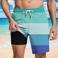 thumbnail image 1 of Ceisia Men's Big & Tall Striped Print Lined Drawstring Elastic Waist Swim Trunks with Pockets Quick Dry Beach Shorts Summer Casual Surf Board Bottoms Mesh Lining Blue XXXL Gifts for Father, 1 of 6
