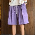 thumbnail image 1 of Ceisia Men's Big & Tall Summer Casual Quick Dry Solid Drawstring Shorts with Pockets Elastic Waist Sport Athletic Running Gym Beach Bottoms Purple XXXXXL Gifts for Father, 1 of 8
