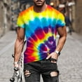 thumbnail image 1 of Ceisia Men's Big & Tall Tie Dye Print T Shirt Short Sleeve Crew Neck Casual Regular Fit Novelty Hippie Summer Daily Wear Top Multicolor XXXXL Gifts for Father, 1 of 5