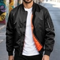 thumbnail image 1 of Ceisia Men's Bomber Jacket Ribbed Collar Full Zip Long Sleeve Casual Lightweight Flight Jacket With Arm Pocket Black XXXXL Gift, 1 of 9
