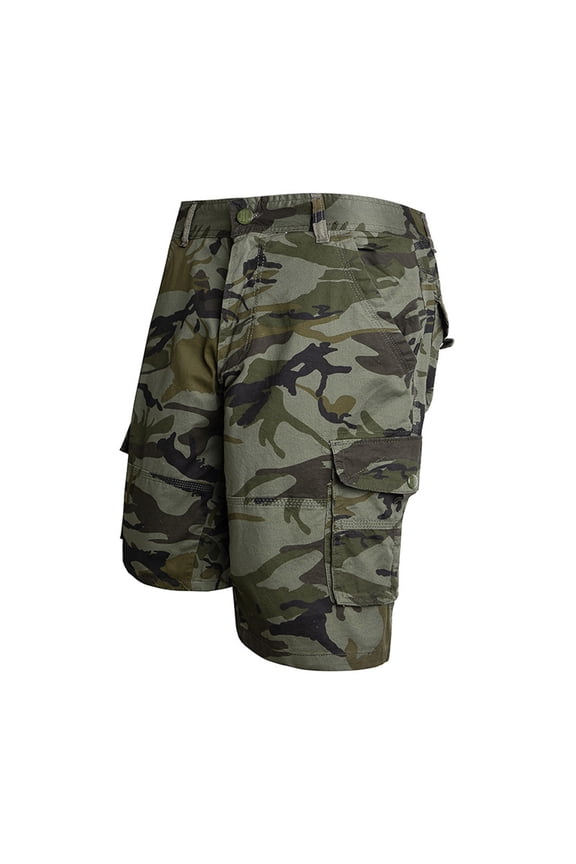 Men's Camouflage Cargo Shorts Multi Pocket Tactical Outdoor Hiking Work Casual Utility Shorts Army Green S Gifts for Father