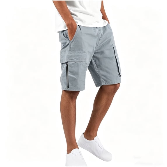 Ceisia Men's Cargo Shorts with Zipper Pockets Multi-Color Pack Gray L Gifts for Father