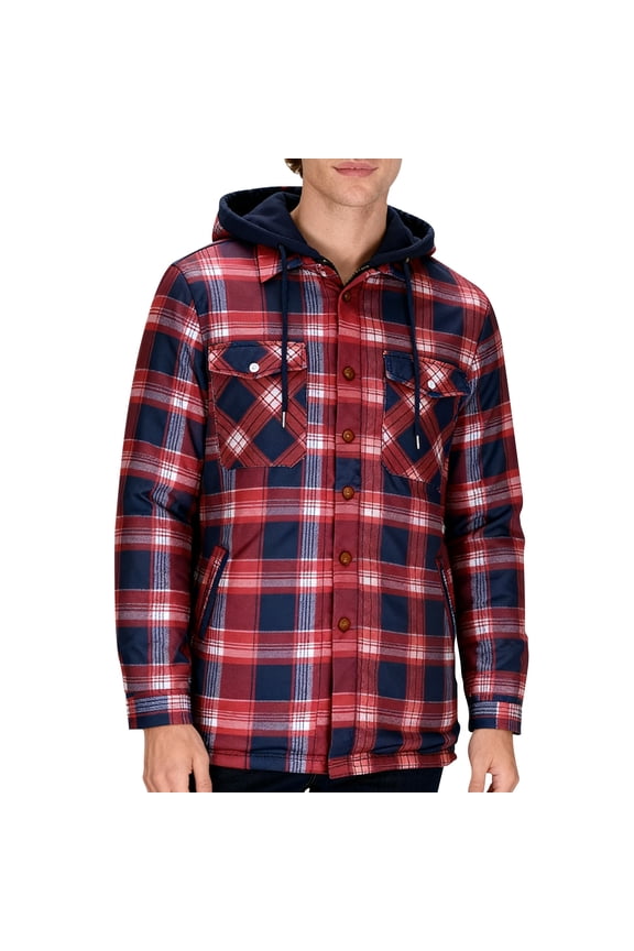 Men's Casual Checkered Jacket Snap Button Closure Fleece Gift Long Sleeve with Pockets