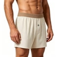 thumbnail image 1 of Ceisia Men's Casual Cotton Boxer Shorts with Elastic Waistband and Front Button Yellow M Gifts for Father, 1 of 5