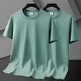 thumbnail image 1 of Ceisia Men's Casual Fashion Solid Big Size Short Sleeve Crewneck T-Shirt Soft Comfort Breathable Relaxed Fit Top 2pc Gifts for Father Green M, 1 of 8