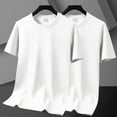 thumbnail image 1 of Ceisia Men's Casual Fashion Solid Big Size Short Sleeve Crewneck T-Shirt Soft Comfort Breathable Relaxed Fit Top 2pc Gifts for Father White M, 1 of 8