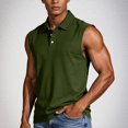 thumbnail image 1 of Ceisia Men's Casual Sleeveless Polo Shirt Solid Color Half Button Collared with Pocket Lightweight Soft Breathable Classic Fashion Vest Top Gifts for Father Green 3X, 1 of 8