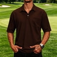 thumbnail image 1 of Ceisia Men's Checkered Short Sleeve Polo Shirt With Chest Pocket Coffee XXXL Gift, 1 of 6