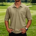 thumbnail image 1 of Ceisia Men's Checkered Short Sleeve Polo Shirt With Chest Pocket Khaki XL Gift, 1 of 6