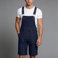 thumbnail image 1 of Ceisia Men's Chest Pocket Washed Denim Bib Overalls Shorts Casual Suspender Cargo Shorts Pants Gifts for Father Blue 3X, 1 of 8