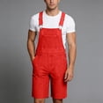 thumbnail image 1 of Ceisia Men's Chest Pocket Washed Denim Bib Overalls Shorts Casual Suspender Cargo Shorts Pants Gifts for Father Red 2X, 1 of 8