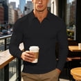 thumbnail image 1 of Ceisia Men's Classic Long Sleeve Polo Shirts With Button Placket Black XXL Gift, 1 of 9