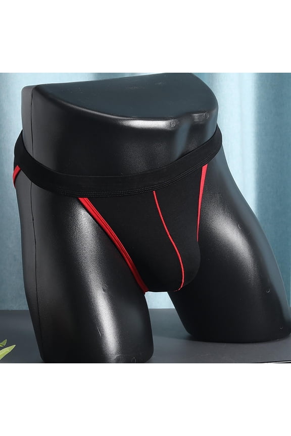 Men's Color Block Bikini Briefs Contrast Trim Low Rise Soft Breathable Multi Color Underwear Black XL Gifts for Father