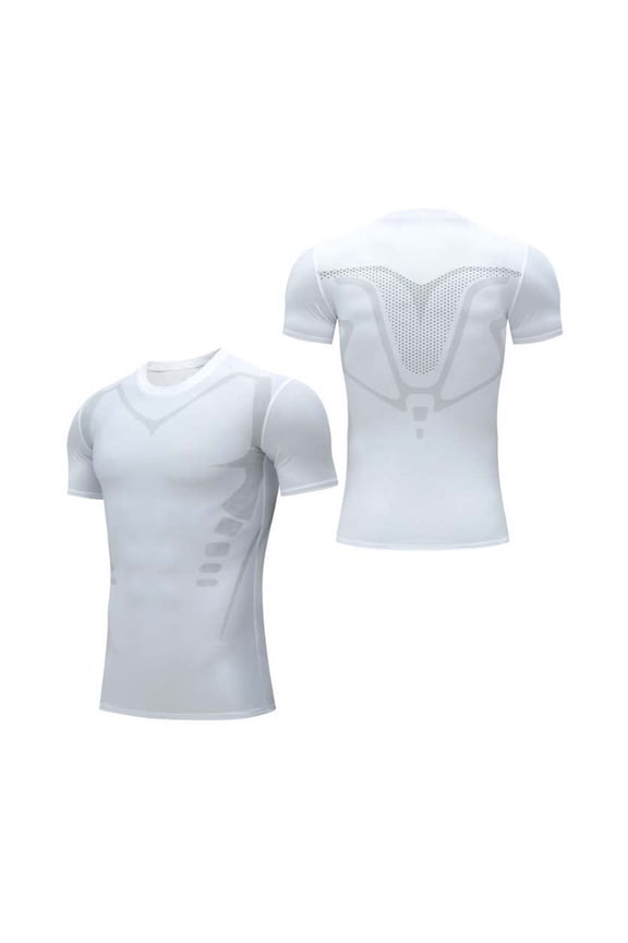 Men's Compression Short Sleeve T-Shirt Athletic Fit Gym Workout Top Muscle Fit Quick Dry Moisture Wicking Training Performance Base Layer Gifts for Father