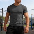 thumbnail image 1 of Ceisia Men's Compression Short Sleeve T Shirt Reflective Detail Quick Dry Athletic Workout Top Dark Gray L Gifts for Father, 1 of 8