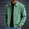 thumbnail image 1 of Ceisia Men's Corduroy Button Front Trucker Jacket Point Collar Long Sleeve Casual Outer Coat With Chest Pockets Gift, 1 of 9