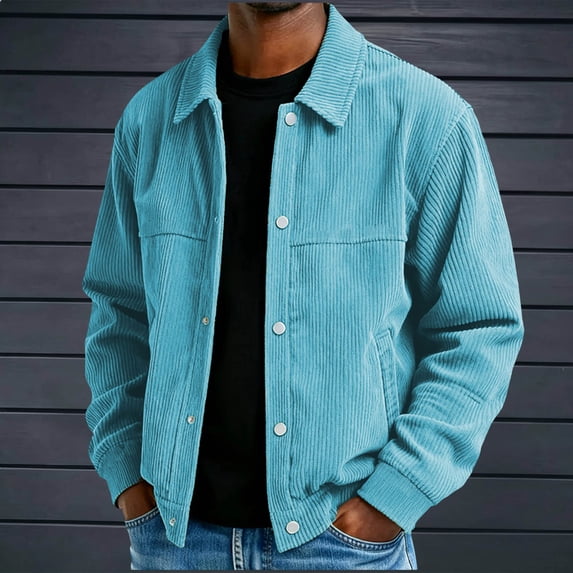 Ceisia Men's Corduroy Button Front Trucker Jacket Point Collar Long Sleeve Casual Outer Coat With Chest Pockets Gift