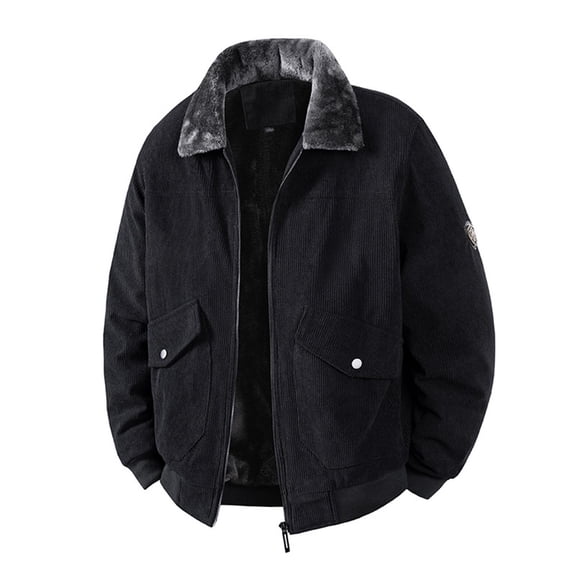 Ceisia Men's Corduroy Thickened Jacket Stand Up Collar Zip Gift Up Pockets Long Sleeve Casual Outerwear