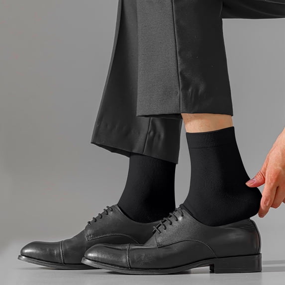 Ceisia Men's Cotton Dress Socks Breathable Moisture Wicking Mid Calf Casual Formal Socks Multi Color Black Free Size Gifts for Father