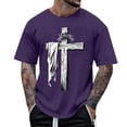 thumbnail image 1 of Ceisia Men's Cross Print Loose Fit Soft Breathable Short Sleeve Round Neck Casual T-Shirt Purple Gifts for Father S, 1 of 5