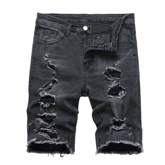 Ceisia Men's Denim Shorts Stretch Fit Button Zip Fly Pockets Casual Jeans Bermuda Shorts Summer Comfort Cotton Straight Leg Bottoms Dark Gray XL Gifts for Father