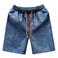 thumbnail image 1 of Ceisia Men's Drawstring Denim Shorts Elastic Waist Loose Fit Casual Jean Shorts Streetwear Light Blue XXXXL Gift, 1 of 5