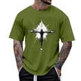 thumbnail image 1 of Ceisia Men's Easter Cross Print Loose Soft Breathable Short Sleeve Round Neck Casual T-Shirt Army Green Gifts for Father 2X, 1 of 5