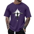 thumbnail image 1 of Ceisia Men's Easter Cross Print Loose Soft Breathable Short Sleeve Round Neck Casual T-Shirt Purple Gifts for Father L, 1 of 5