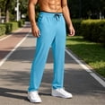 thumbnail image 1 of Ceisia Men's Elastic Waist Athletic Pants Drawstring Casual Joggers With Zipper Pockets Blue L Gift, 1 of 6