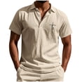 thumbnail image 1 of Ceisia Men's Faith Cross Print Polo Shirt Short Sleeve Casual Henley Shirt for Men Khaki XXL Gifts for Father, 1 of 8