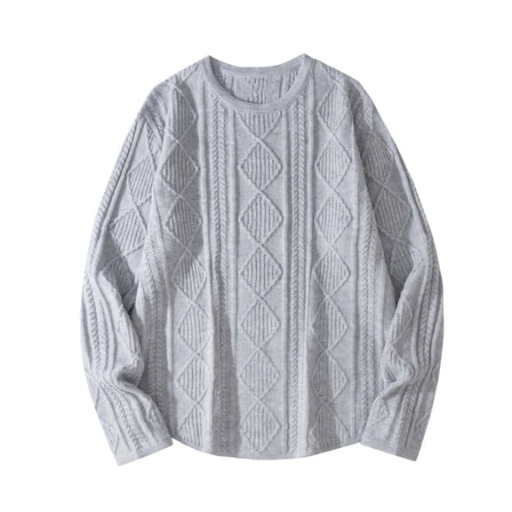 Ceisia Men's Fall/Winter Gift Casual Solid Color Knitted Fabric Round Neck Long Sleeve Sweater - Comfortable Daily Outdoor Wear